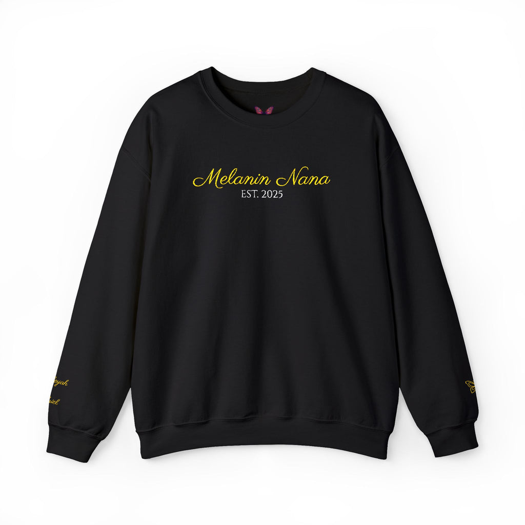 Melanin Nana Sweatshirt – Personalized EST Year Embroidered Nana Crewneck | Custom Mom Gift | Black Mom Apparel