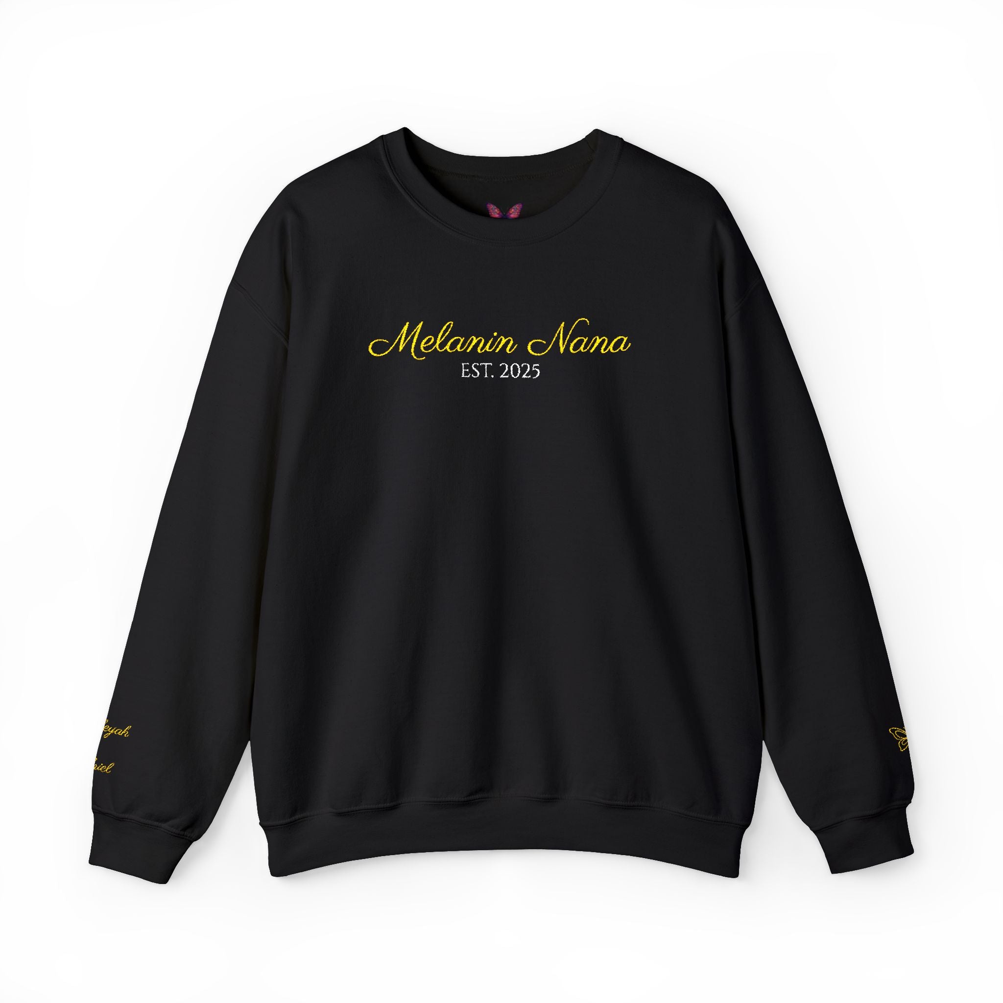 Melanin Nana Sweatshirt – Personalized EST Year Embroidered Nana Crewneck | Custom Mom Gift | Black Mom Apparel