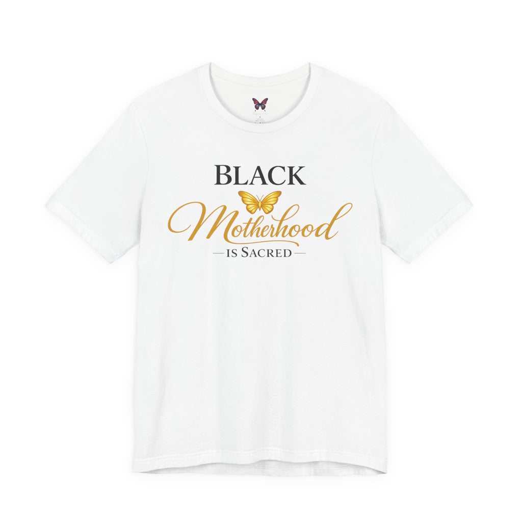 Camiseta "La maternidad negra es sagrada", camiseta para mamá con mariposa dorada