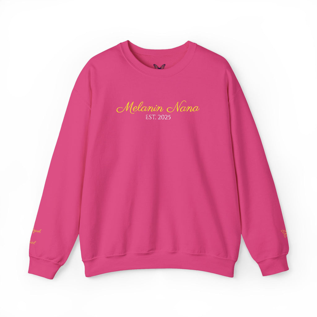 Melanin Nana Sweatshirt – Personalized EST Year Embroidered Nana Crewneck | Custom Mom Gift | Black Mom Apparel