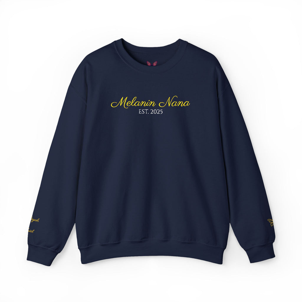 Melanin Nana Sweatshirt – Personalized EST Year Embroidered Nana Crewneck | Custom Mom Gift | Black Mom Apparel