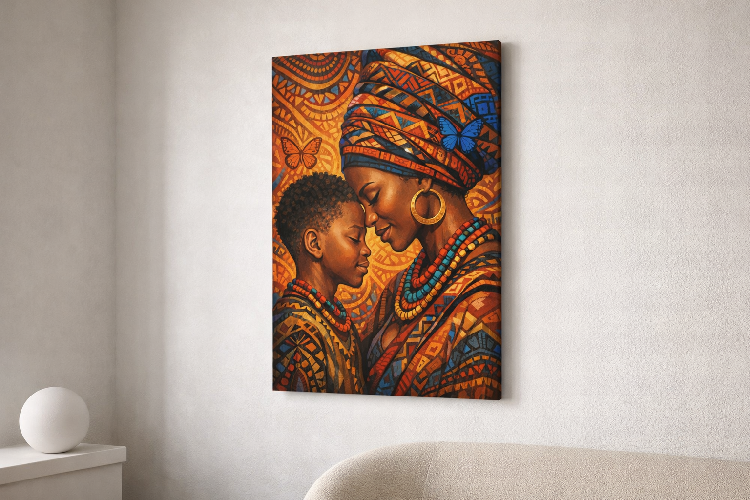 African Mother and Child Wall Art Print – Afrocentric Black Family Decor