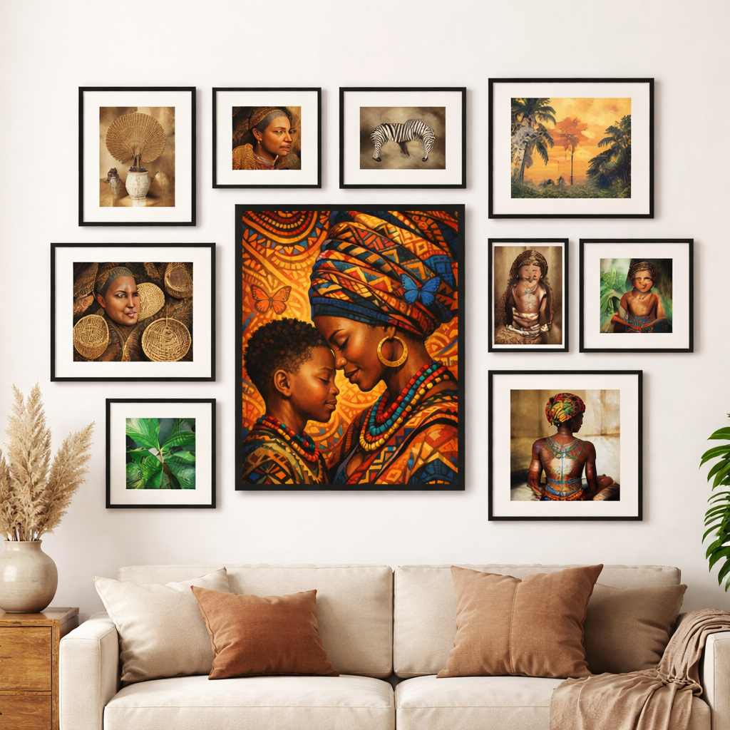 African Mother and Child Wall Art Print – Afrocentric Black Family Decor
