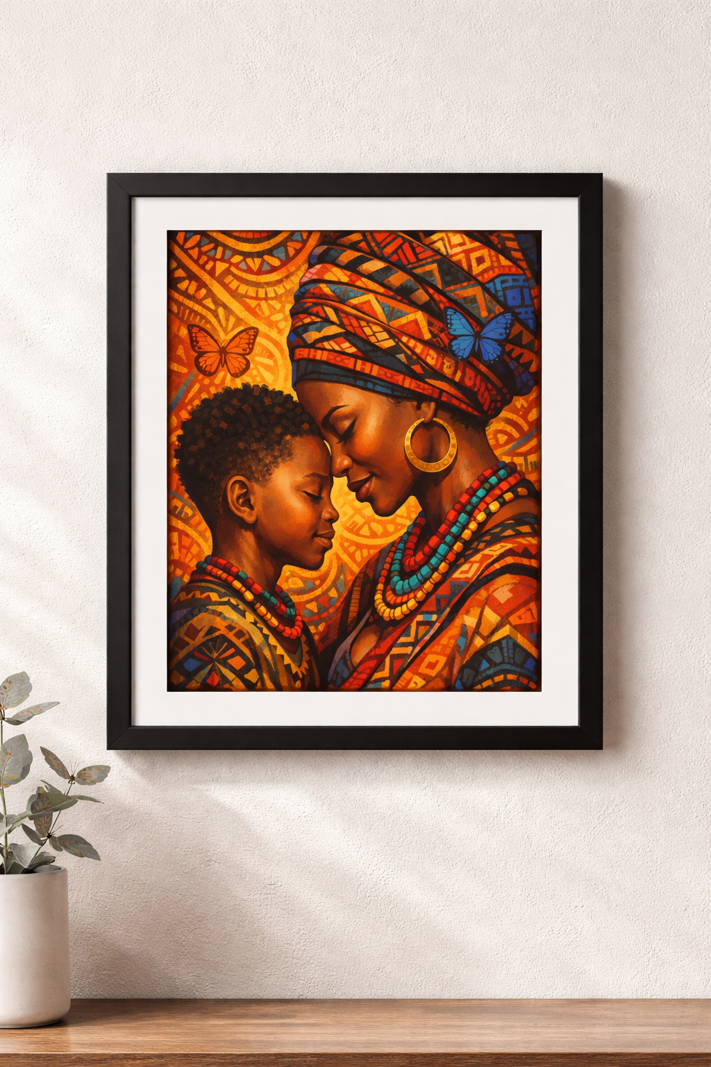 African Mother and Child Wall Art Print – Afrocentric Black Family Decor