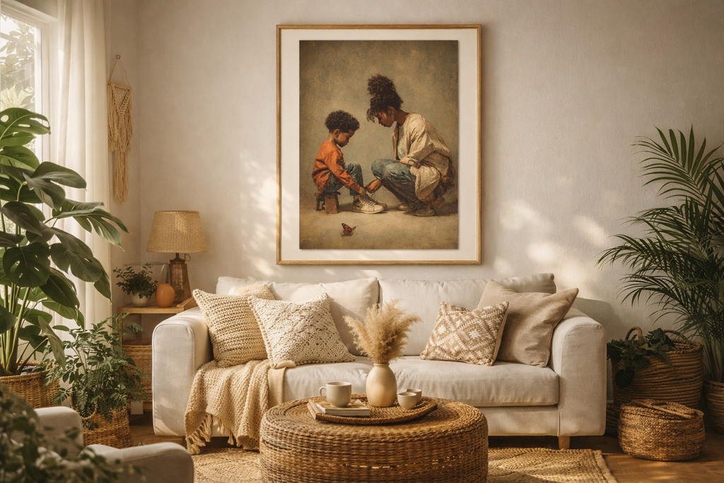 Mother and Child Wall Art Print – Emotional Black Family Decor