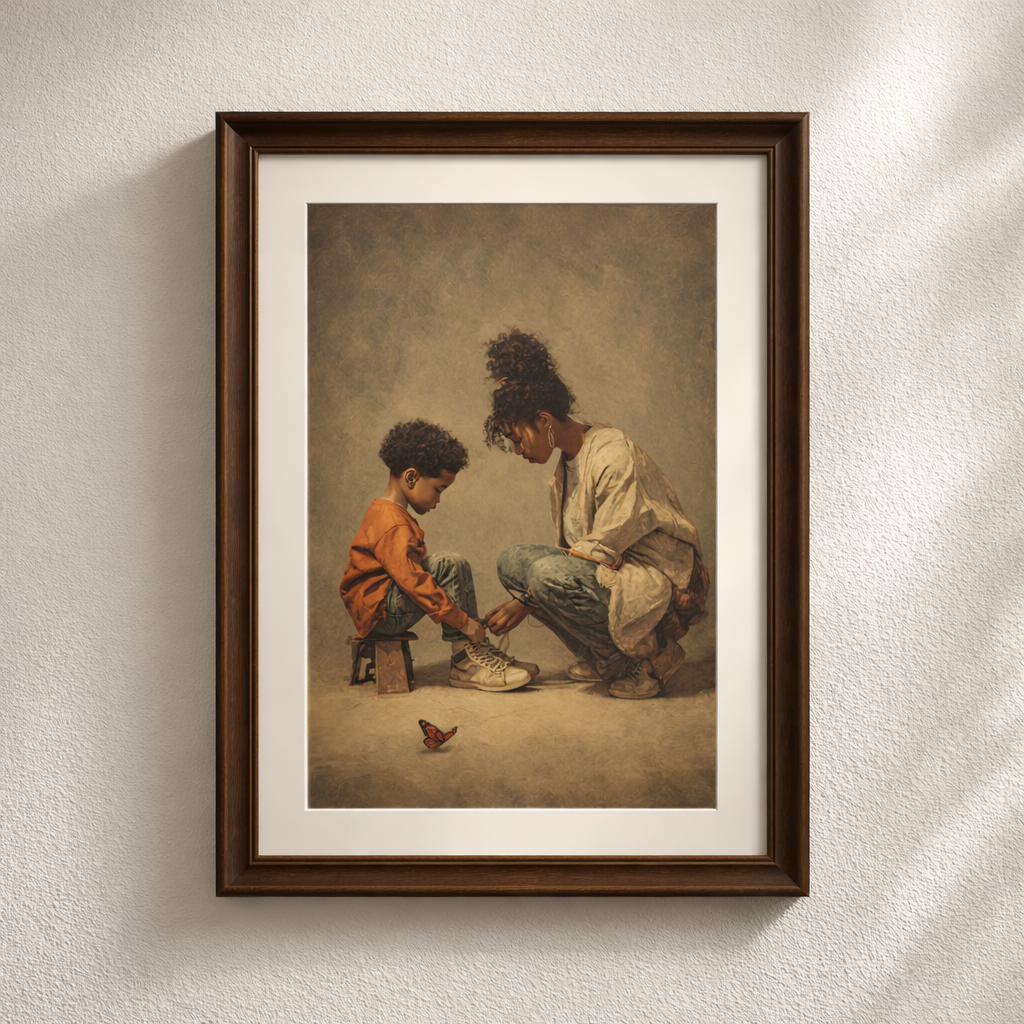 Mother and Child Wall Art Print – Emotional Black Family Decor