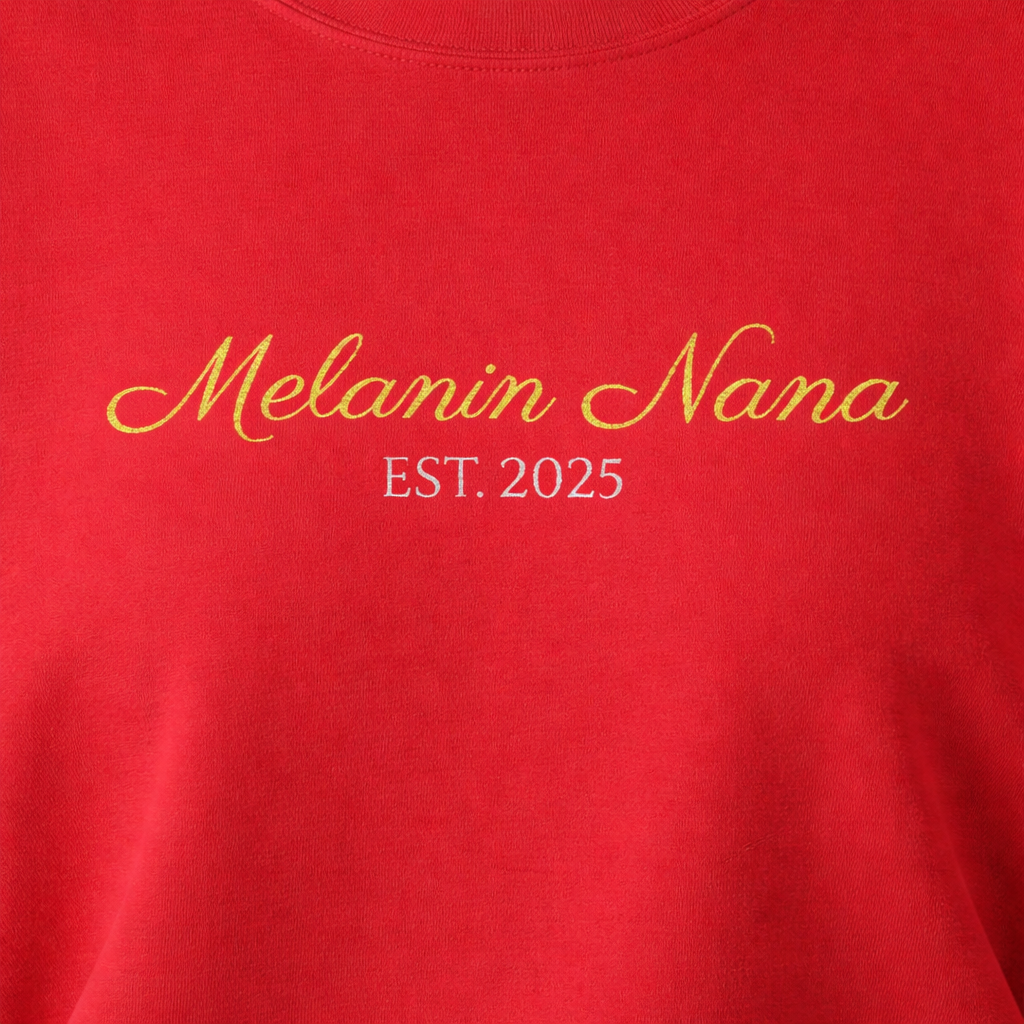 Melanin Nana Sweatshirt – Personalized EST Year Embroidered Nana Crewneck | Custom Mom Gift | Black Mom Apparel