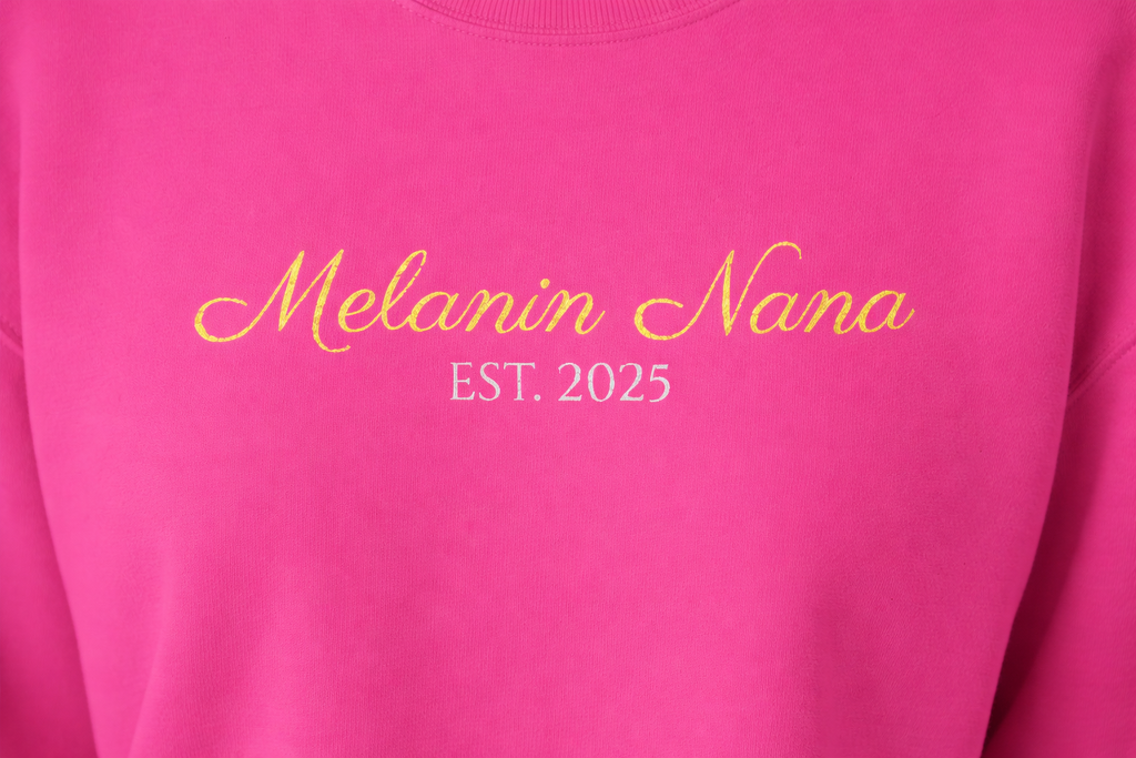 Melanin Nana Sweatshirt – Personalized EST Year Embroidered Nana Crewneck | Custom Mom Gift | Black Mom Apparel