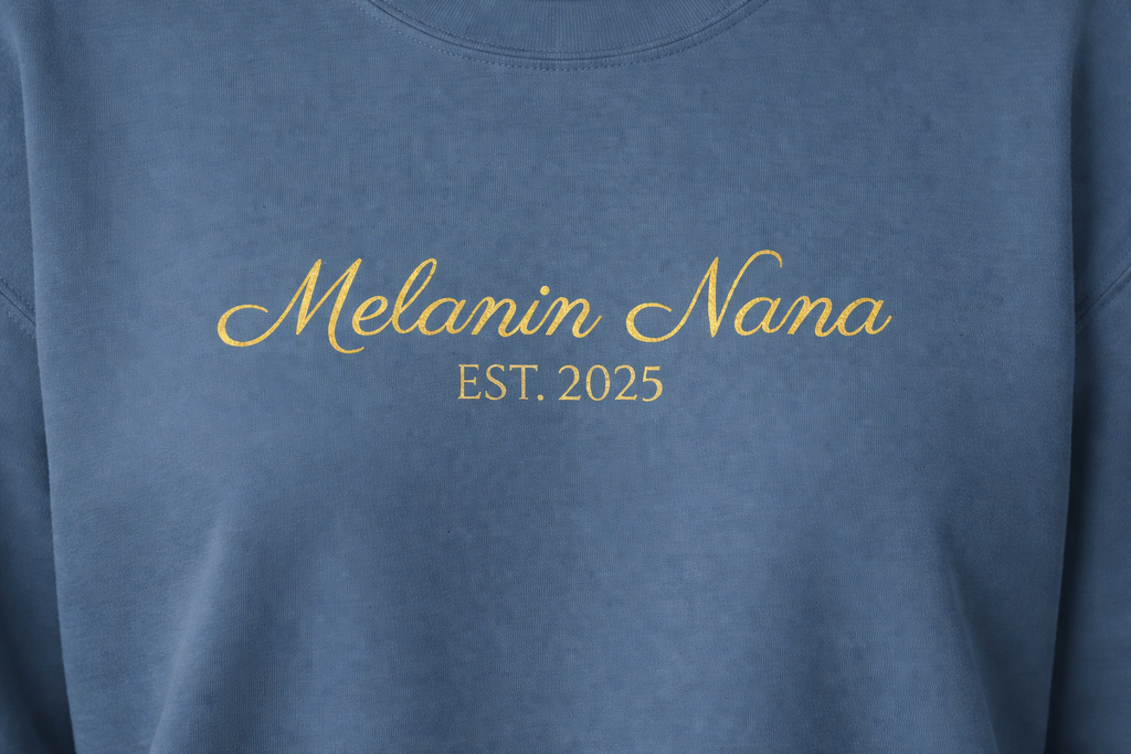 Melanin Nana Sweatshirt – Personalized EST Year Embroidered Nana Crewneck | Custom Mom Gift | Black Mom Apparel