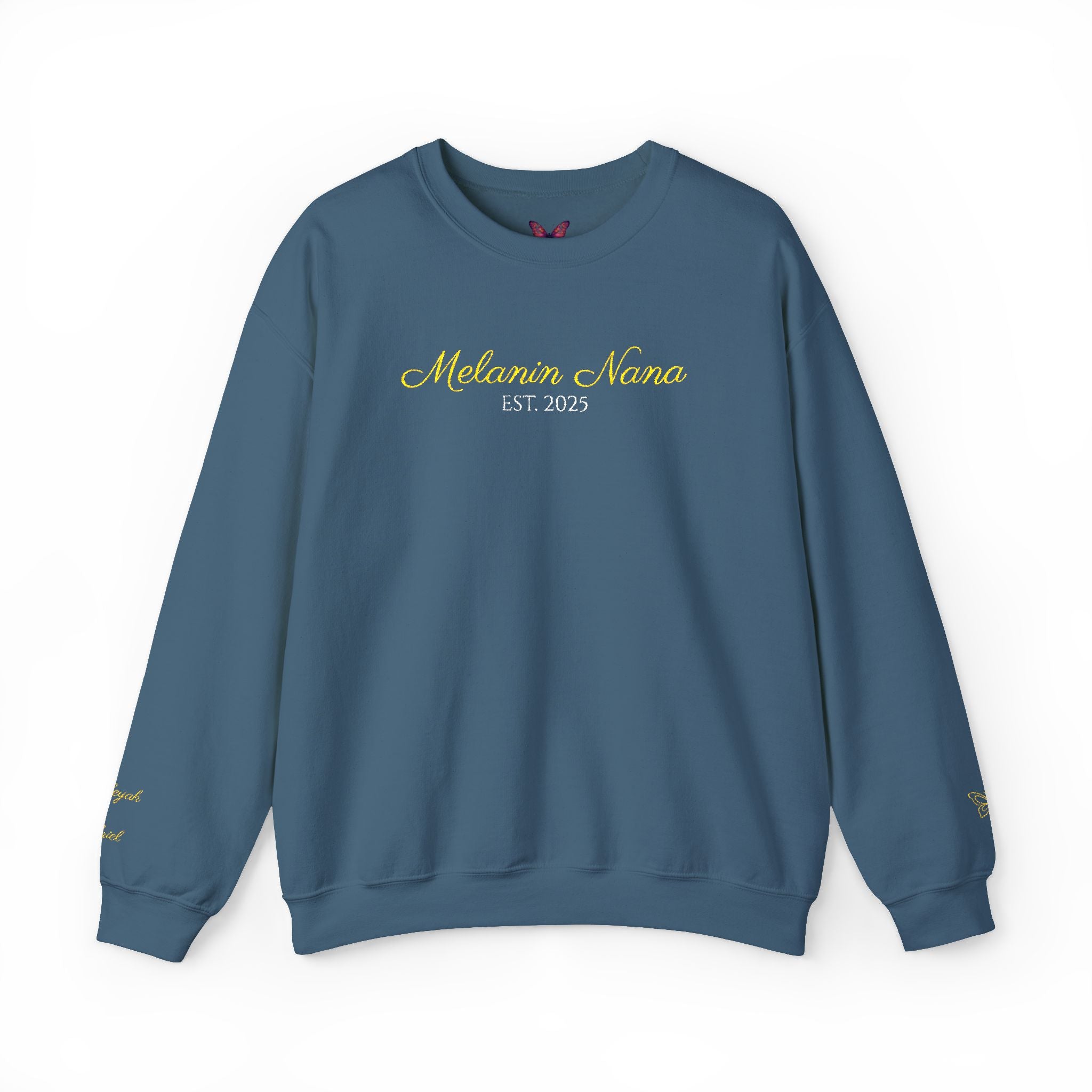 Melanin Nana Sweatshirt – Personalized EST Year Embroidered Nana Crewneck | Custom Mom Gift | Black Mom Apparel