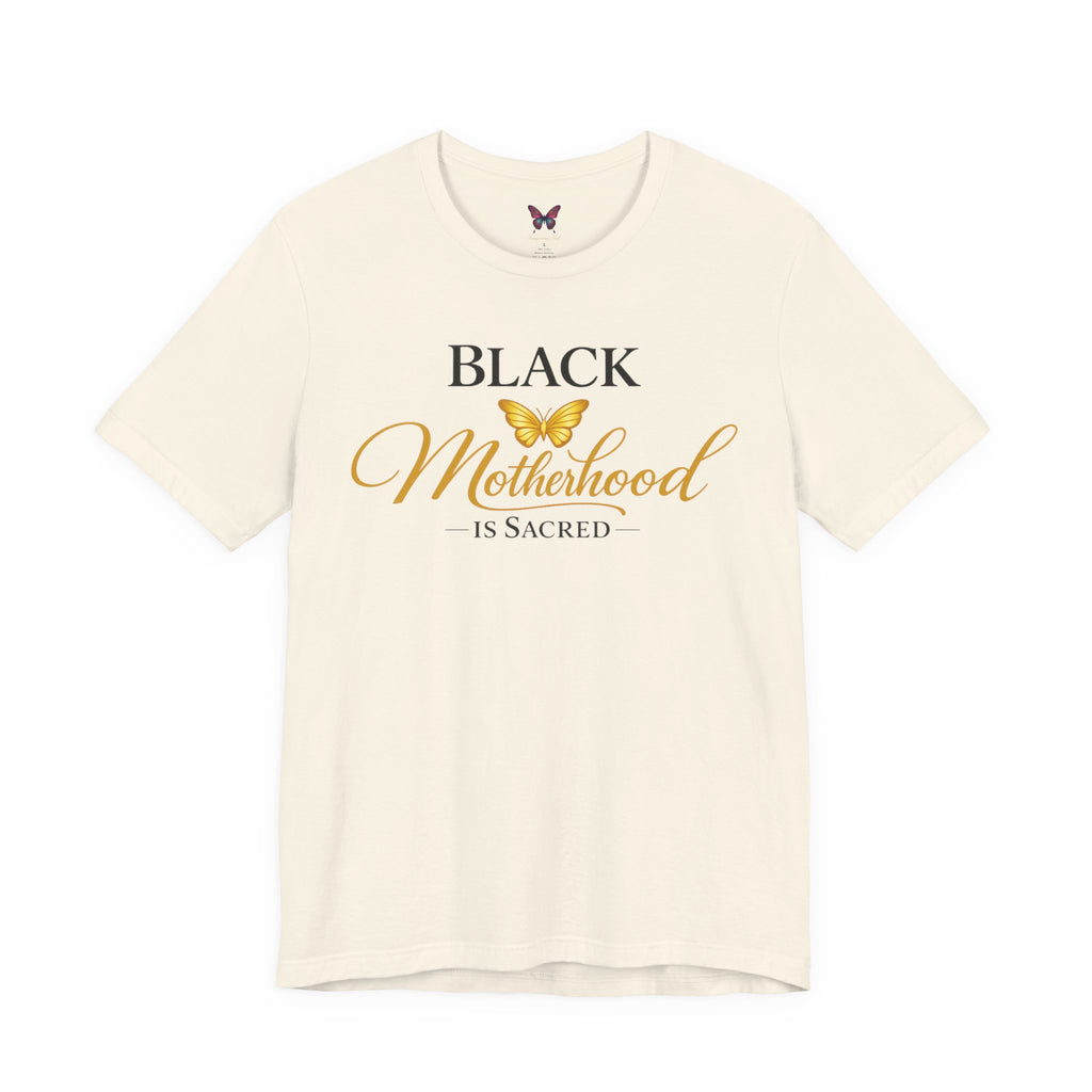 Camiseta "La maternidad negra es sagrada", camiseta para mamá con mariposa dorada