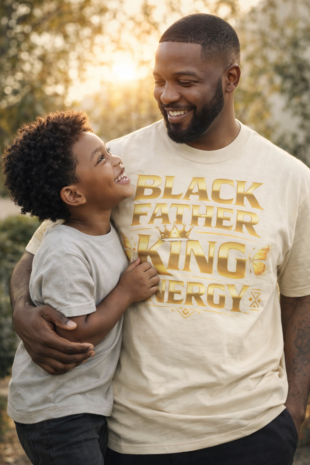 Black Father King Energy T-Shirt – Afrocentric Dad Tee, Black King Dad Shirt, Fatherhood Pride Graphic Tee, Gift for Dad