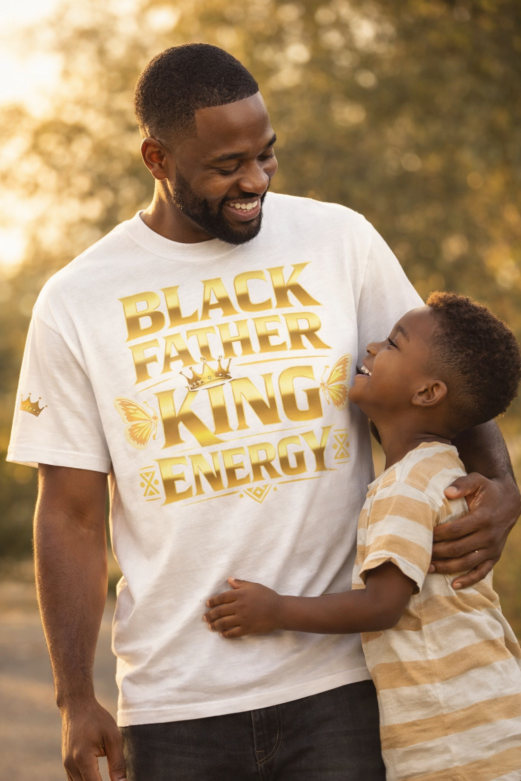 Black Father King Energy T-Shirt – Afrocentric Dad Tee, Black King Dad Shirt, Fatherhood Pride Graphic Tee, Gift for Dad