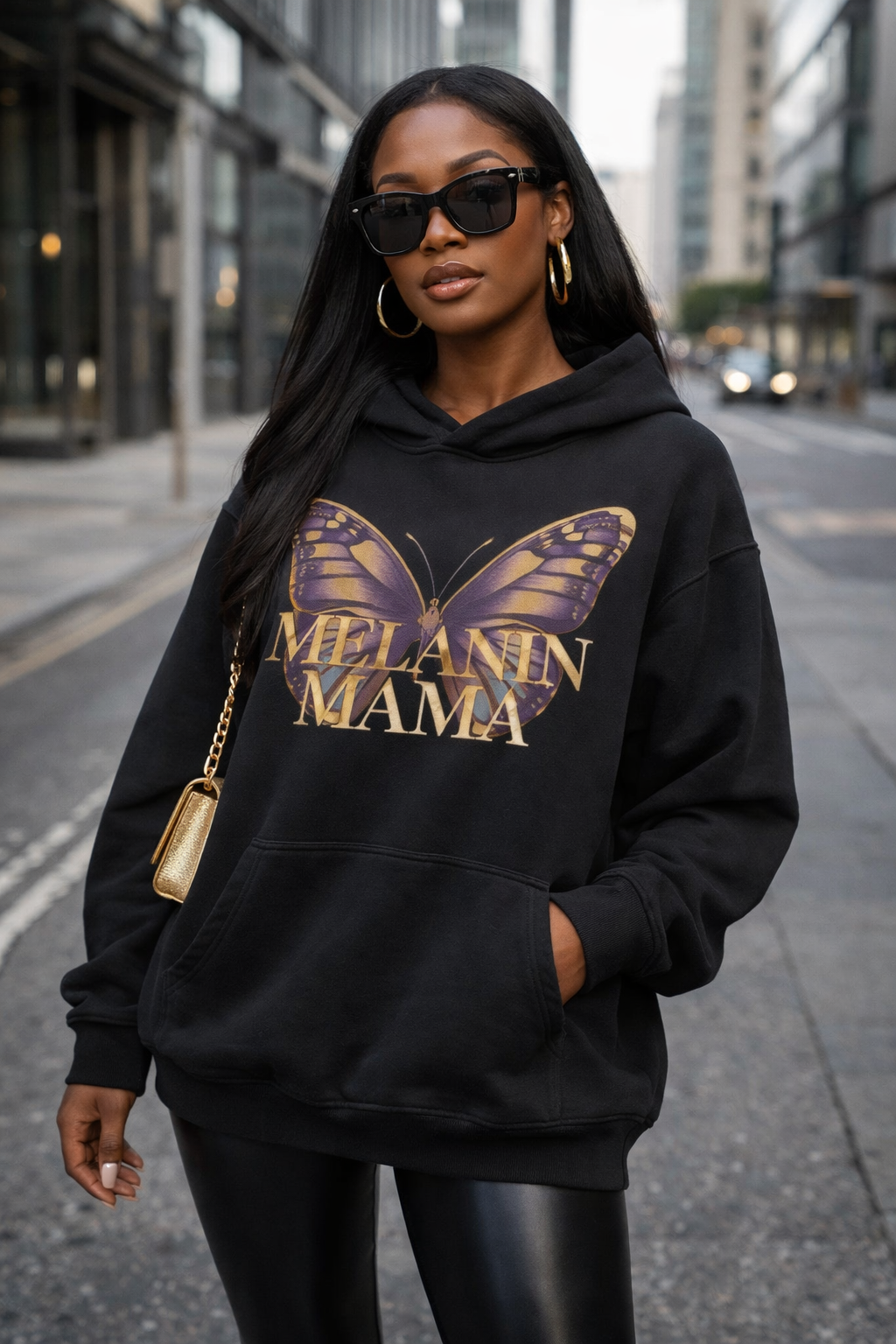 Sudadera con capucha Melanin Mama Butterfly, Regalo para mamá negra, Sudadera Melanin Pride