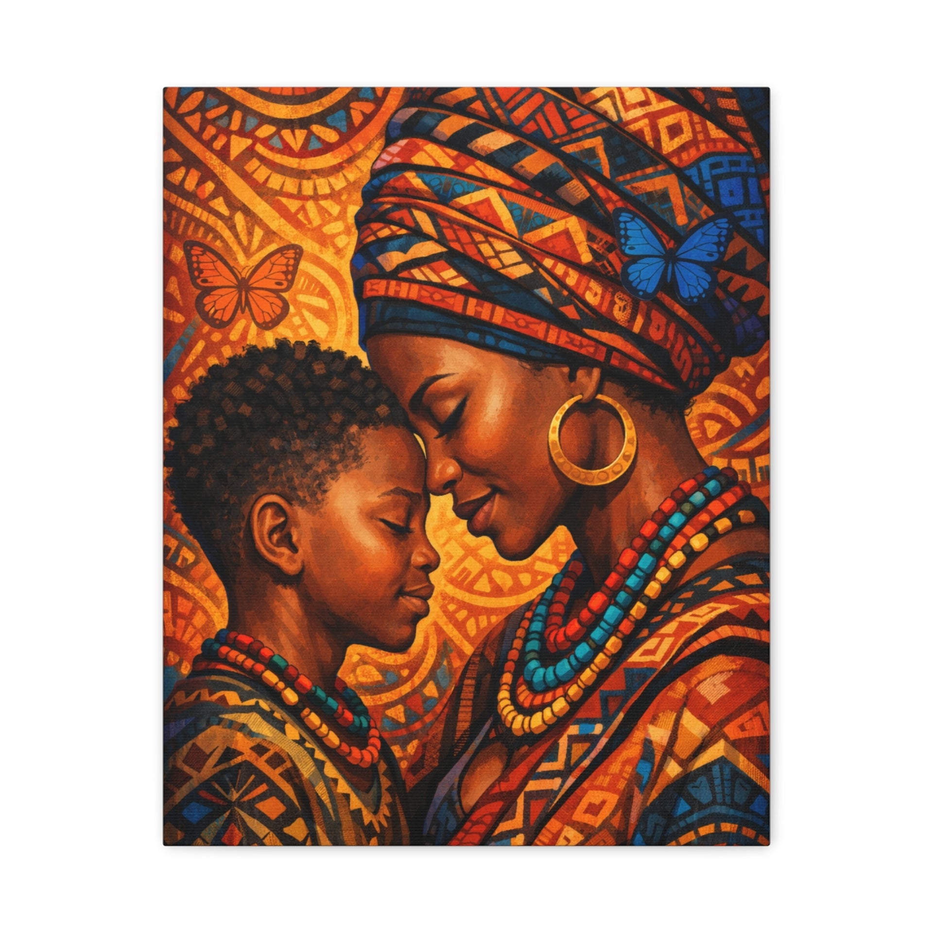 Impresión artística de pared Madre e Hijo africanos – Decoración familiar afroamericana afrocéntrica